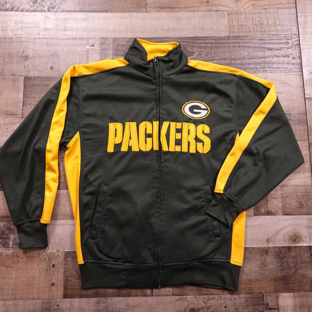 Green Bay Packers NFL Team Apparel Men’s MT Green Yellow Full Zip Track Jacket